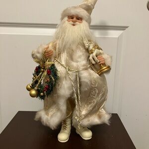 Elegant Gold and White Holiday Santa Figurine